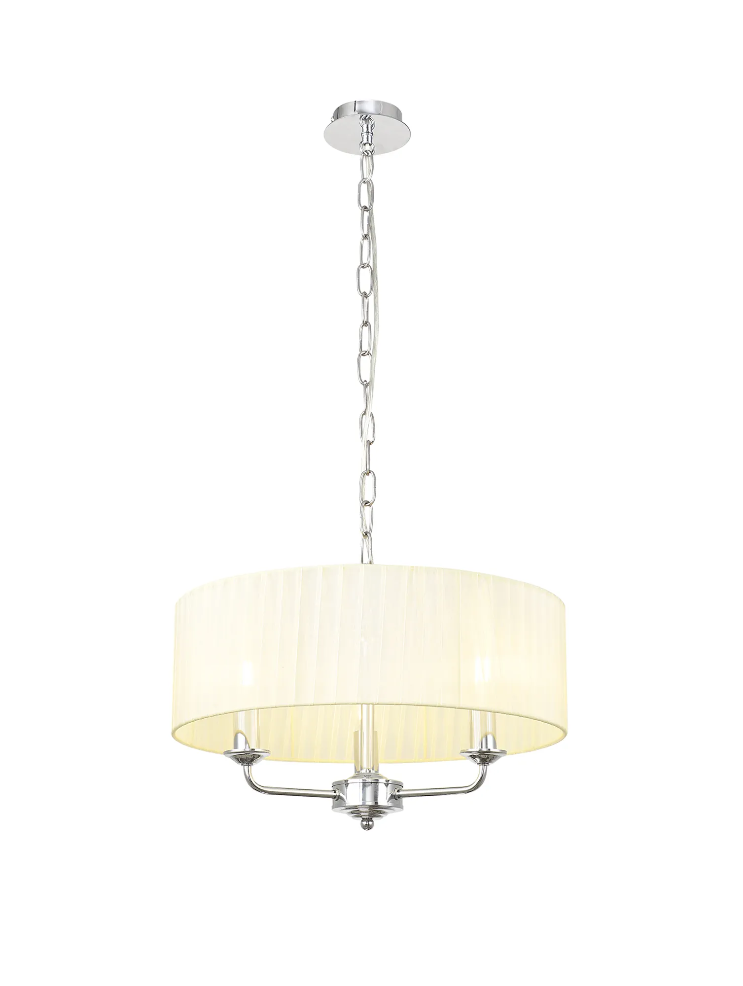 Banyan 45cm 3 Light Pendant Polished Chrome; Cream